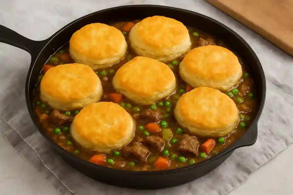 Beef Pot Pie Recipe with Biscuits
